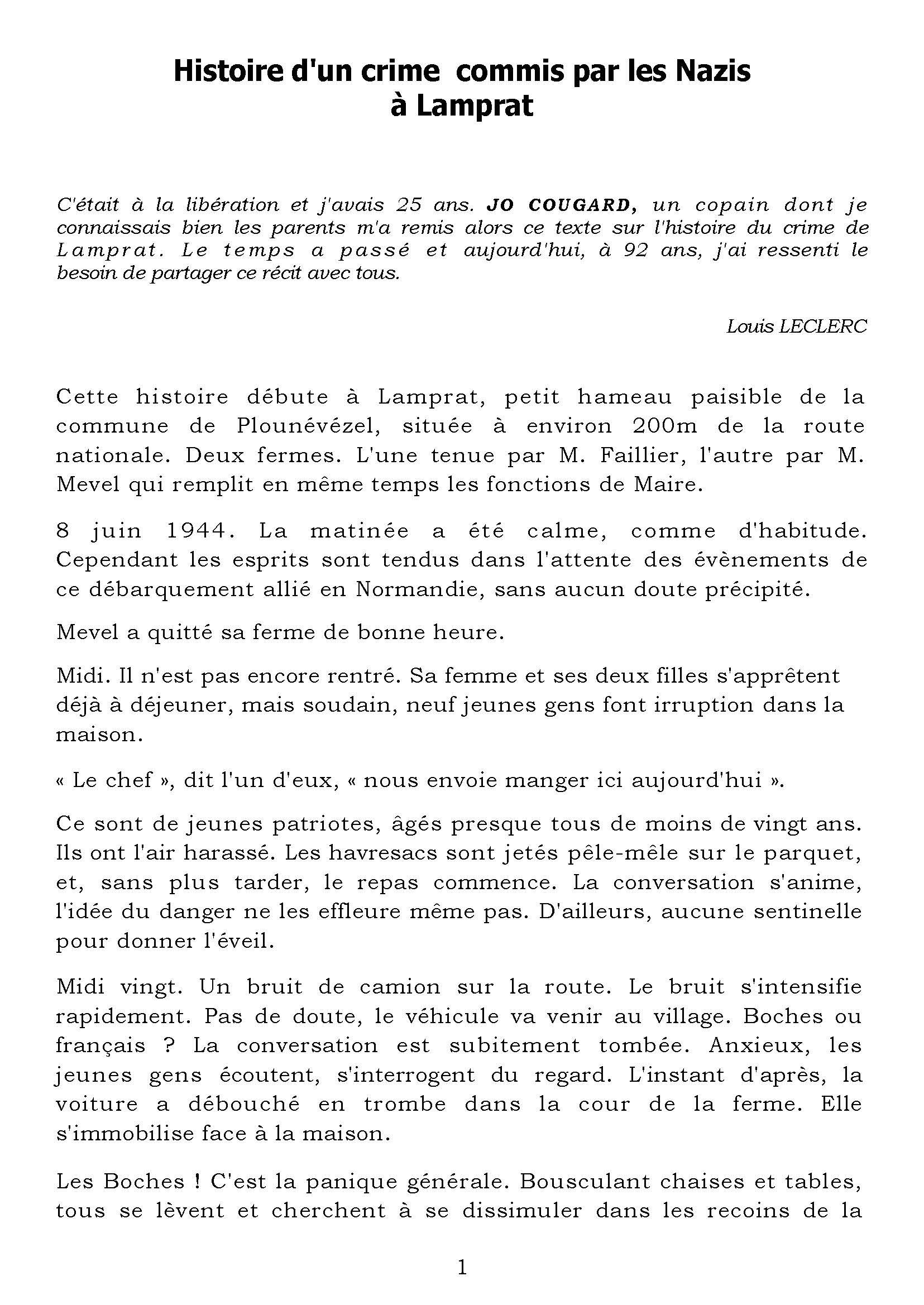 HISTOIRE DE LAMPRAT Page 01