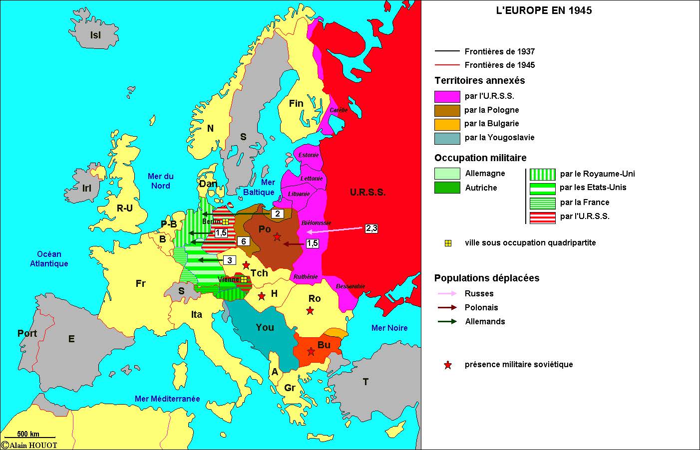 Политическая карта европы 1945 года